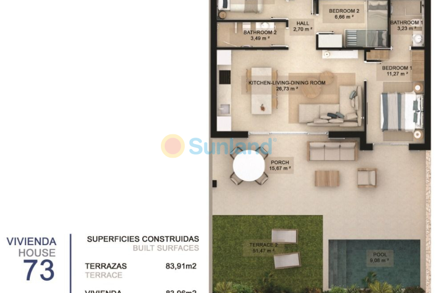 New Build - Bungalow - Orihuela costa - La Torre de la Horadada